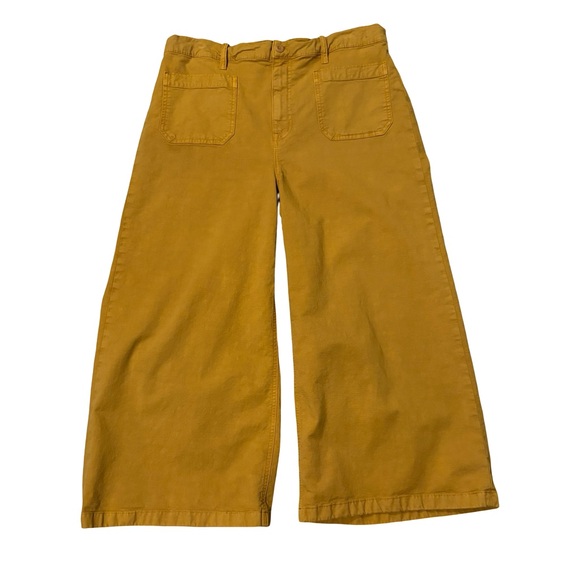 Point Sur J. Crew Wide Leg Cropped Pants Washed Mustard Yellow, Sz 32 - Picture 6 of 14